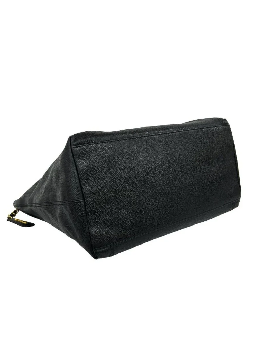 Chanel Vintage CC Logo Caviar Leather Tote Bag Black